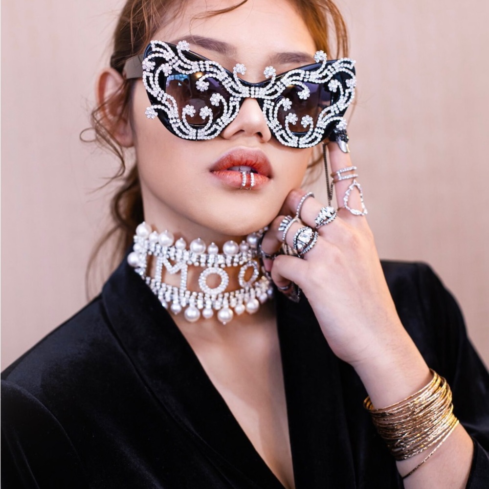 Swarovski Crystal Embellished Statement Sunglasses